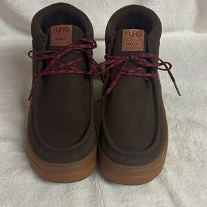 Ryka Women's Brown Ankle Boots with Burgundy Laces